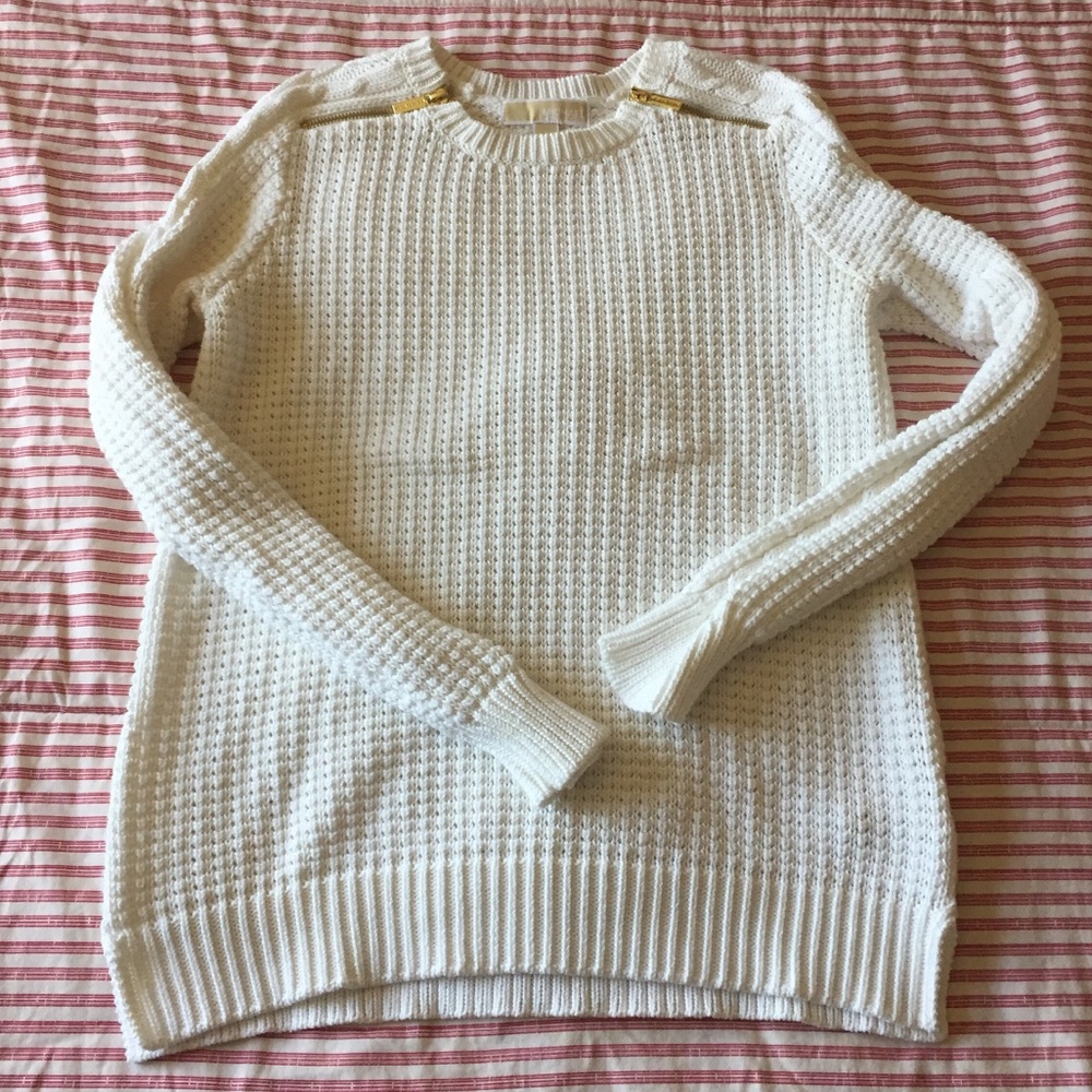Michael Kors White Knit Crewneck Sweater